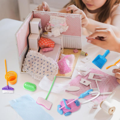 25 Pcs Miniature Doll Housework Cleaning Supplies Dollhouse Accessories