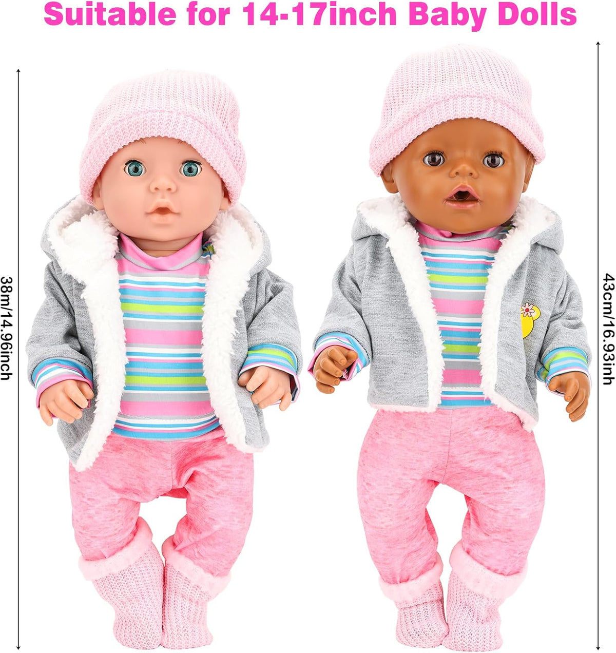 5 PCS Baby Doll Clothes & Accessories for 14-16 inch Baby Dolls