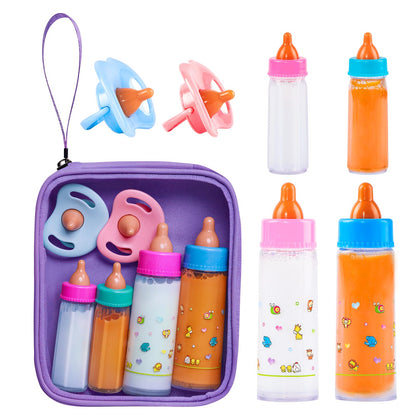 SCOM Baby Doll Bottle Accessories - 6 Pcs Magic Milk Feeding Toys Purple