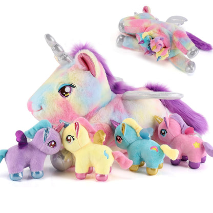 gnomantic Cat Stuffed Animals with Babies Inside, Mommy Toy for Kids