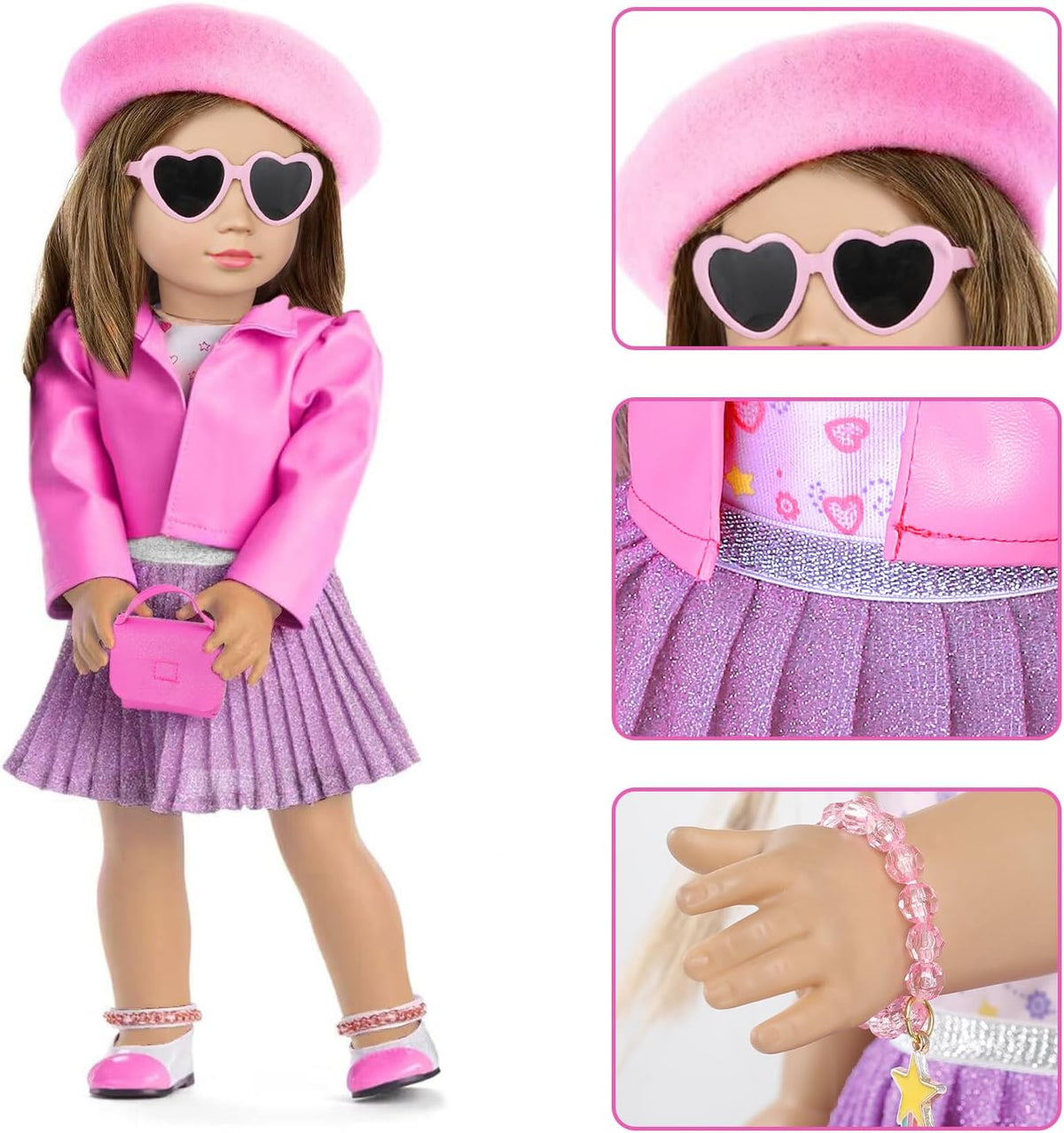 American 18 Inch Doll Makeup Accessories Clothes Tote Bag Set for 18" Dolls