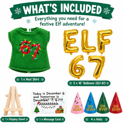 Christmas Elf Countdown Accessories Kit Funny December 6th 7th Theme Decor