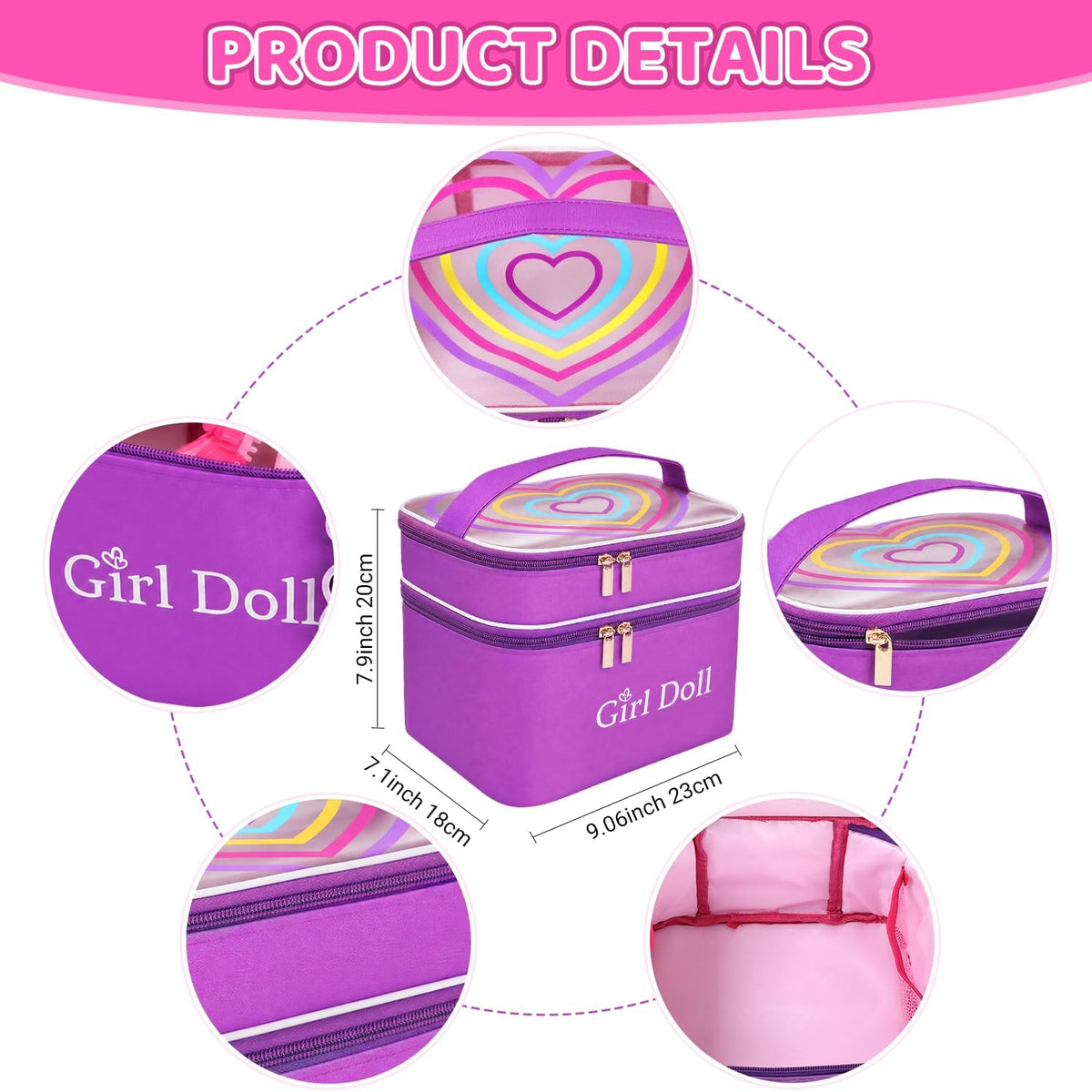 Ecore Fun 18 Inch Doll Accessories Set, Hair Styling Kit with Storage Bag