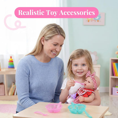 BABESIDE 13 Pcs Baby Doll Accessories Set, Magic Baby Doll Bottles and Accessories Toy Babys Bottles with Disappearing Milk, Babydoll Accessories for Girls Pretend Play Toy