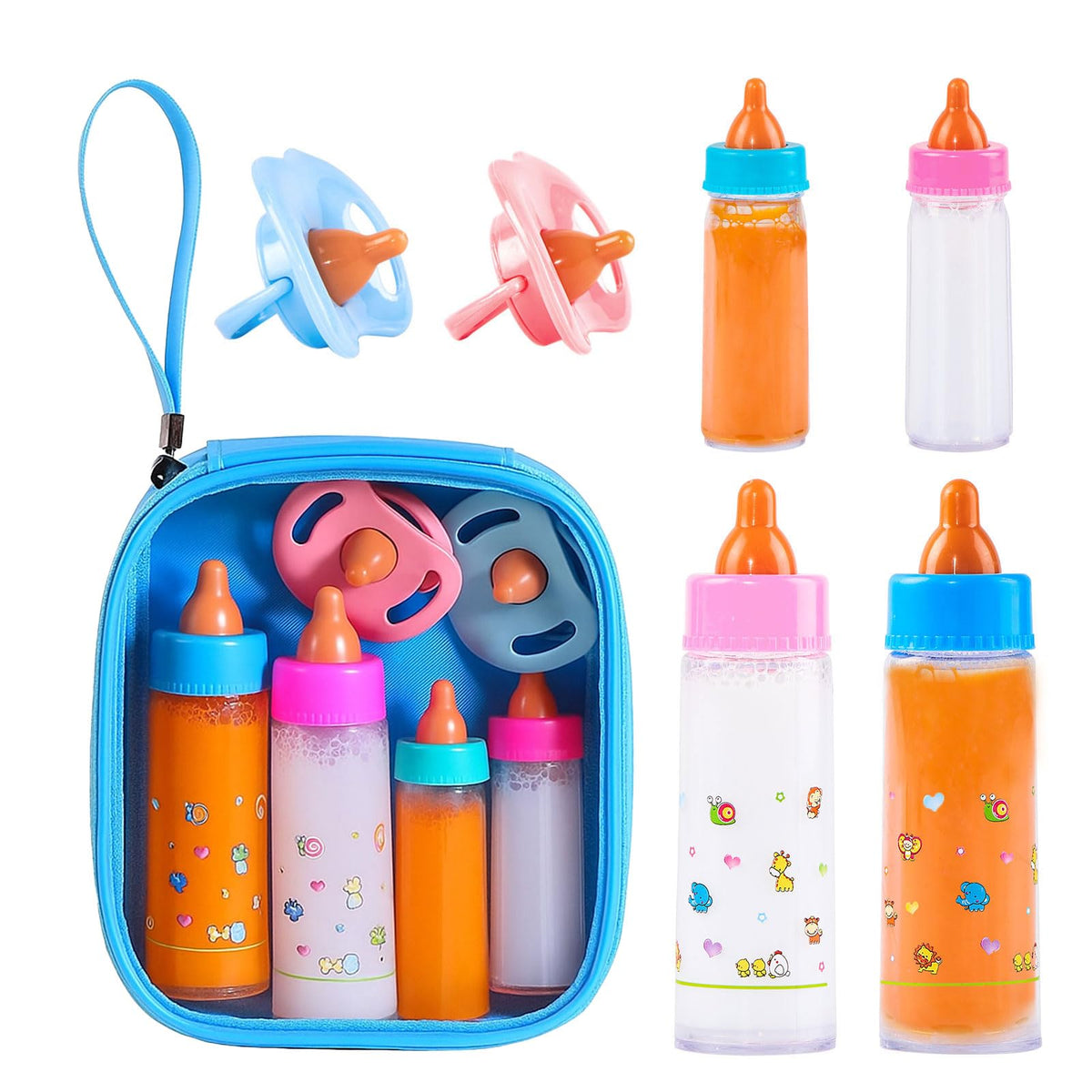 SCOM Baby Doll Bottle Accessories - 6 Pcs Magic Milk Feeding Toys Purple