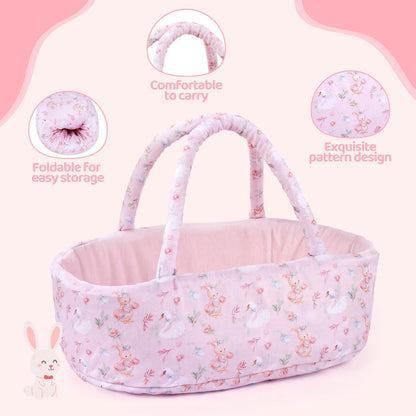 BABESIDE 8 Pcs Baby Doll Clothes Set with Bassinet for 12-15 Inch Dolls