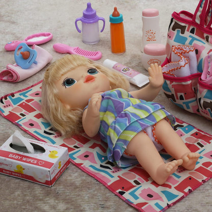 14 Pack Baby Doll Feeding and Caring Set with Diaper Bag