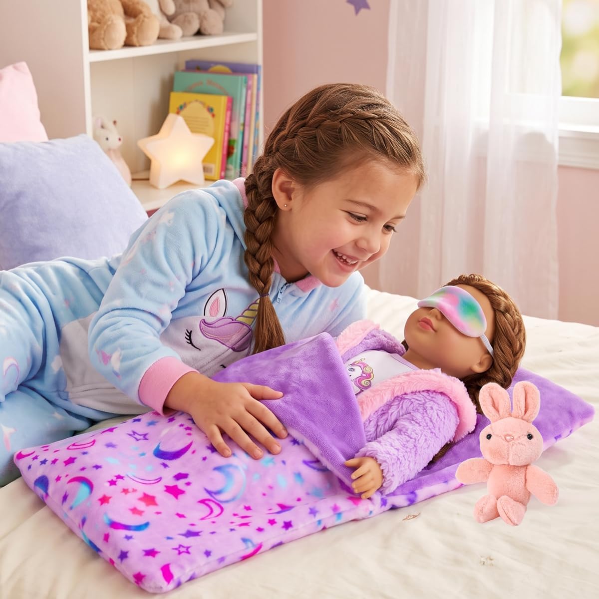 American 18 Inch Doll Clothes and Sleep Bag Accessories Pajama Set(No Doll)