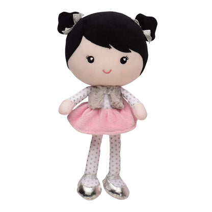 Baby Starters Plush Baby Doll with Rattle, Brunette Olivia, Pink, 9 inch
