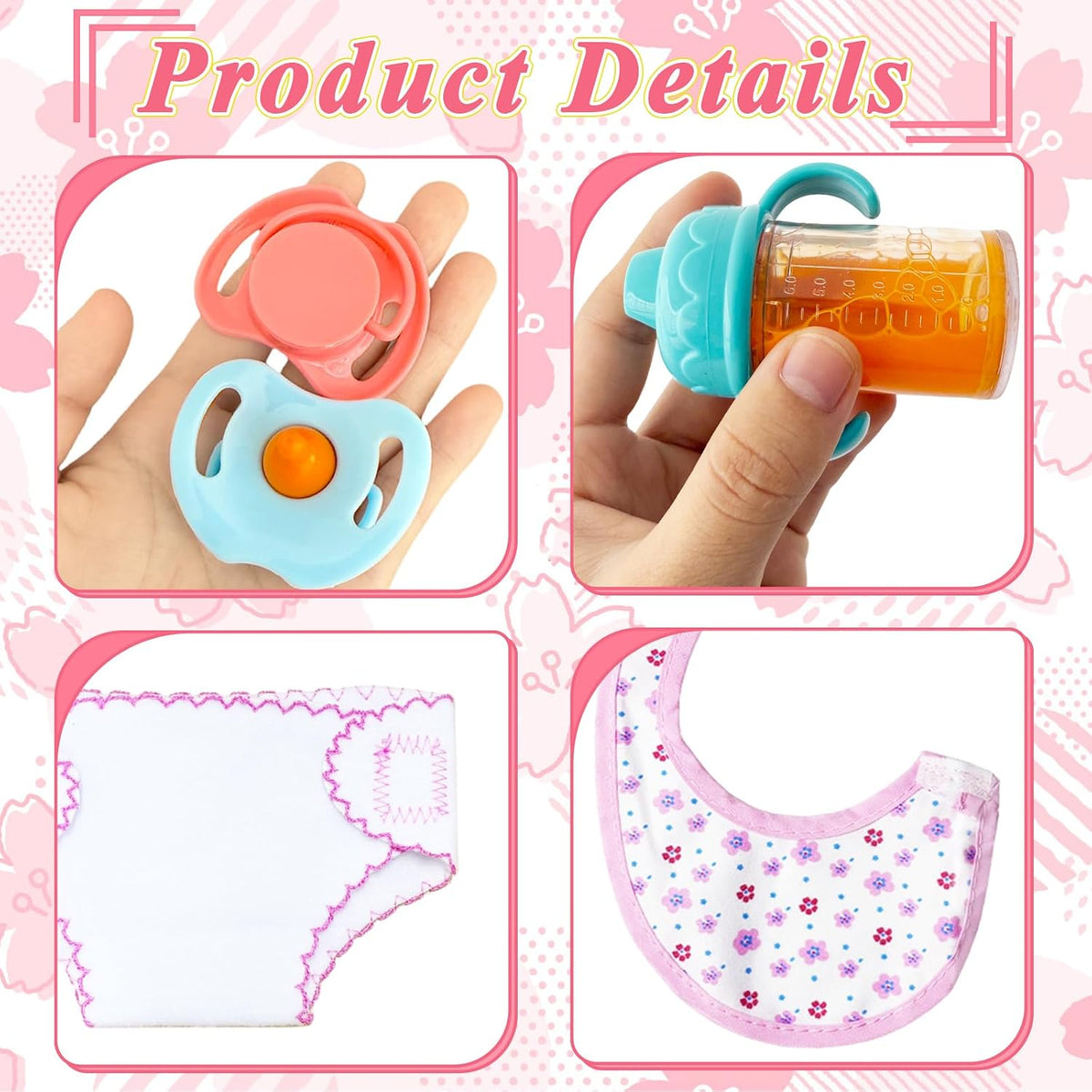 15 Pcs Baby Doll Accessories Magic Bottle Set,Doll Feeding Set with Package,Pretend Play Feeding Toys for Kids,Girls,Party,Gift