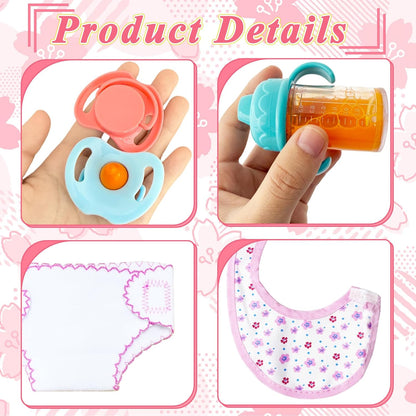 15 Pcs Baby Doll Accessories Magic Bottle Set,Doll Feeding Set with Package,Pretend Play Feeding Toys for Kids,Girls,Party,Gift