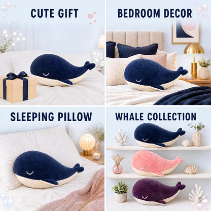 Whale Plush Pillow, Blue 10 Inch, Cute Stuffed Animal Plushies