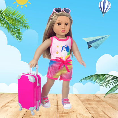 XFEYUE 23 Pcs American 18" Doll Clothes and Accessories Travel Set（No Doll