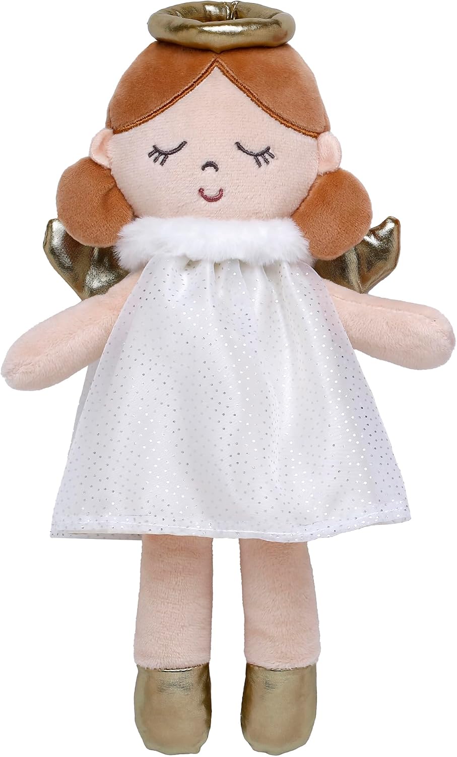 Baby Starters Plush Baby Doll with Rattle, Brunette Olivia, Pink, 9 inch