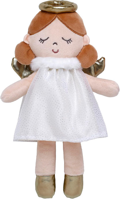 Baby Starters Plush Baby Doll with Rattle, Brunette Olivia, Pink, 9 inch
