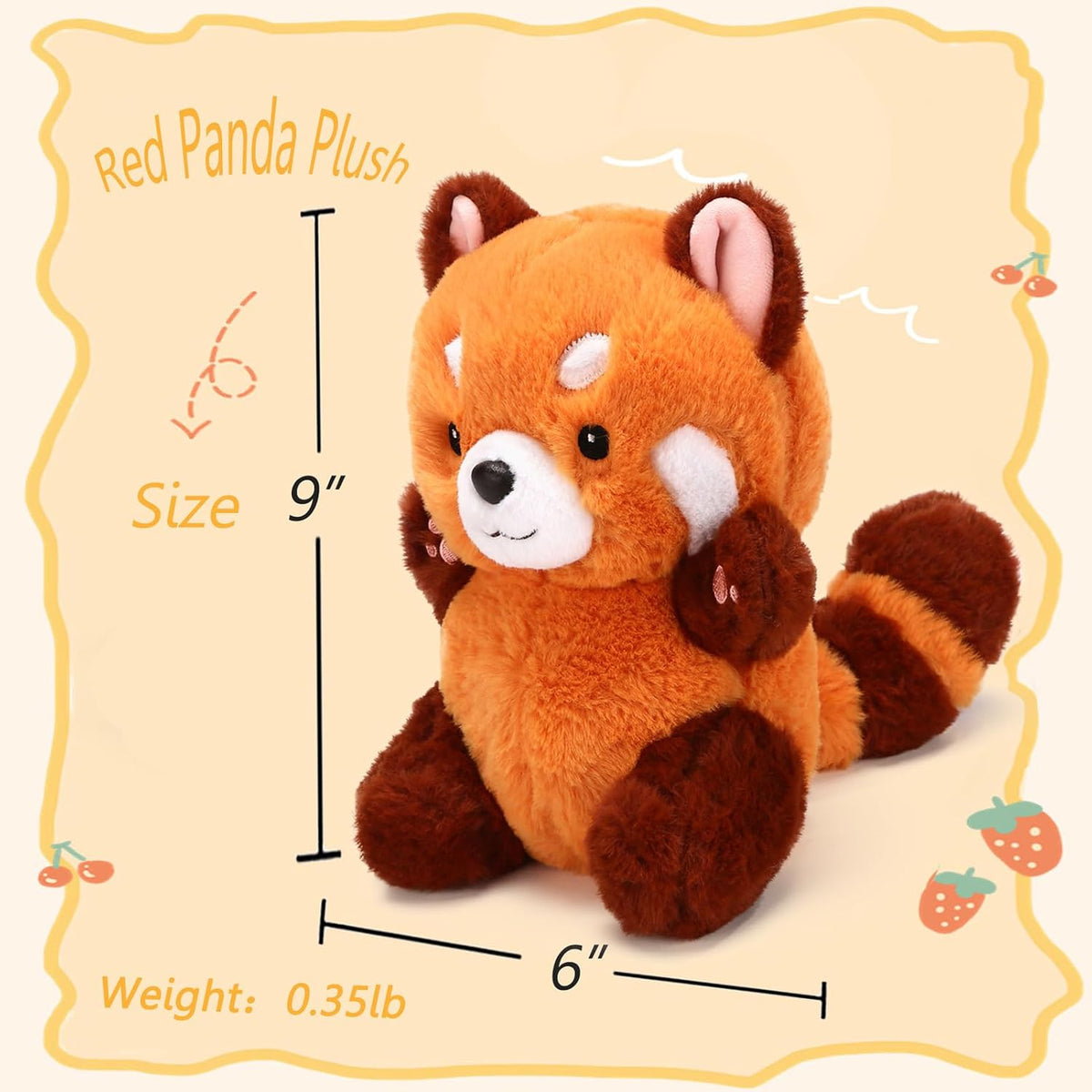 9” Red Panda Stuffed Animal Plushie Cute Plush Toy Gift for Girls Boys