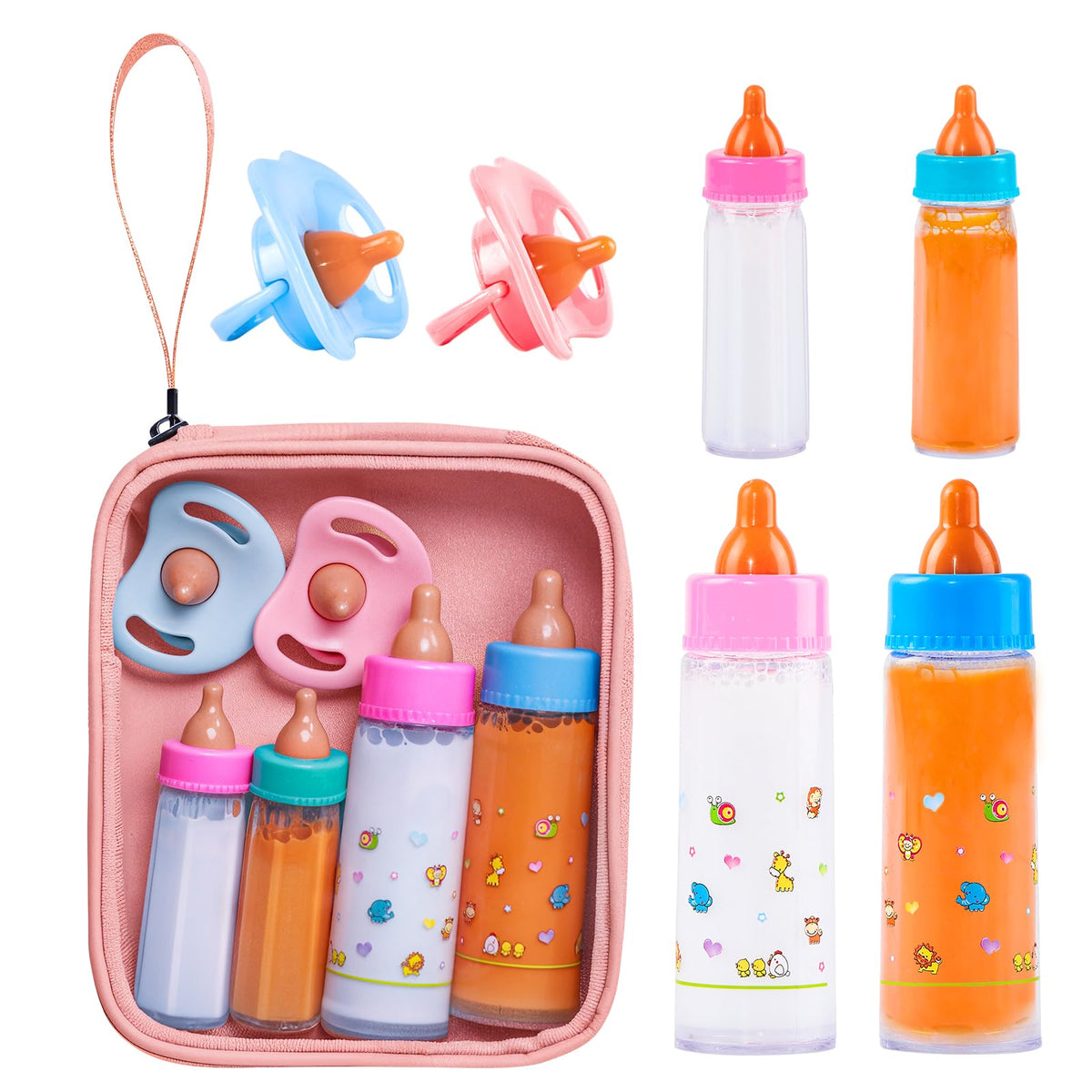 SCOM Baby Doll Bottle Accessories - 6 Pcs Magic Milk Feeding Toys Purple