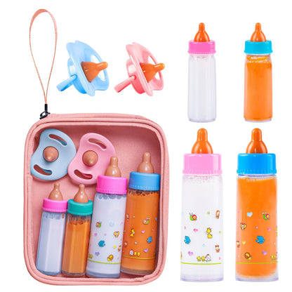 SCOM Baby Doll Bottle Accessories - 6 Pcs Magic Milk Feeding Toys Purple