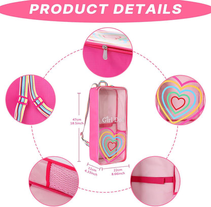 ZITA ELEMENT 18 Inch Girl Doll Travel Carrier Backpack Rainbow Heart Style