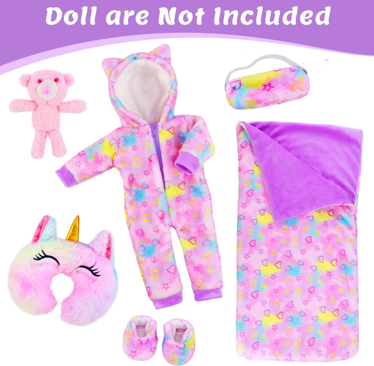 Ecore Fun 18 Inch Doll Clothes & Sleeping Bag Set, Fits American Style Doll