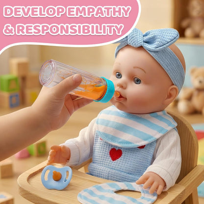 15 Pcs Baby Doll Accessories Set, Pretend Play Game Gift for Girls Age 3+