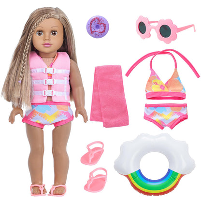 18 inch Girl Doll Accessories-Travel Luggage Play Set for 18 Inch Girl Dolls Include Case,Doll Swimming Suit,Ring,Sunglasses,Camera,etc.