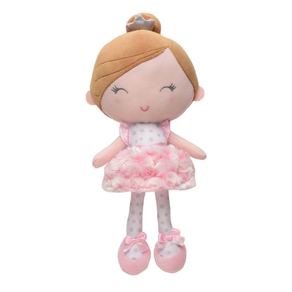 Baby Starters Plush Baby Doll with Rattle, Brunette Olivia, Pink, 9 inch