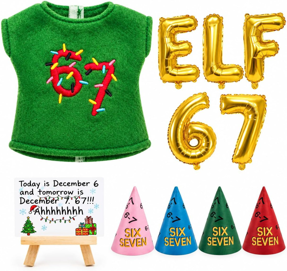 Christmas Elf Countdown Accessories Kit Funny December 6th 7th Theme Decor