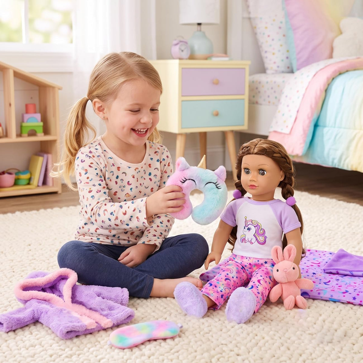 American 18 Inch Doll Clothes and Sleep Bag Accessories Pajama Set(No Doll)