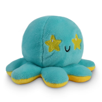 TeeTurtle Reversible Octopus Plushie 4-Inch Pink + Aqua Two-Sided Flip Plush Toy with Embroidered Details - Cute Mini Collectible Plush for Kids, Teens, and Adults
