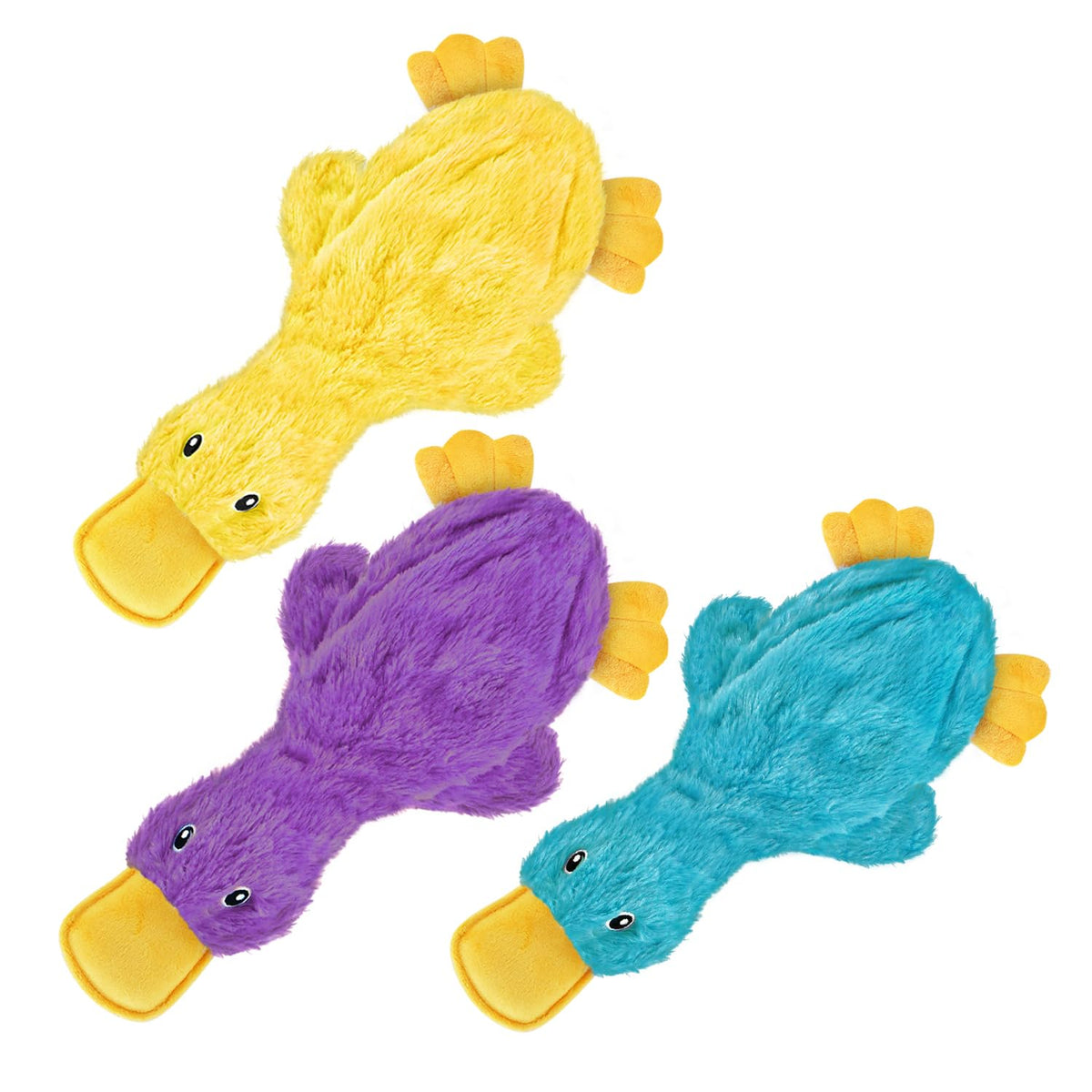 Best Pet Supplies Interactive Squeaky Dog Toy - Crinkle Duck, Yellow
