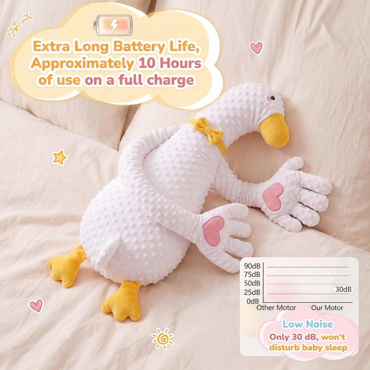Animal Stuffed Plush Toy, 25.5" White Goose Plush Doll,Large Animal Pillow
