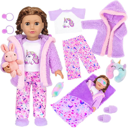 American 18 Inch Doll Clothes and Sleep Bag Accessories Pajama Set(No Doll)
