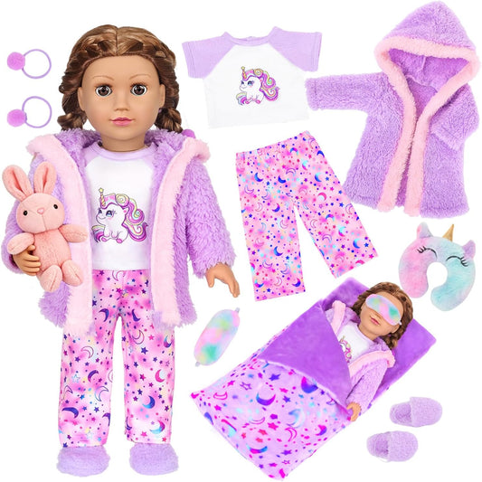 American 18 Inch Doll Clothes and Sleep Bag Accessories Pajama Set(No Doll)