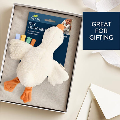 Itzy Ritzy Huggable Lovey, Plush Comfort Toy with Sensory Ribbons (Goose)