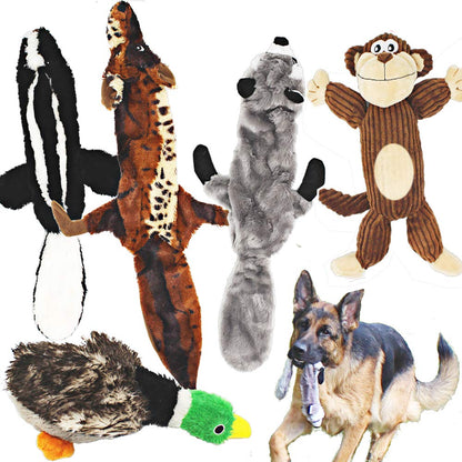 Jalousie Plush Toys Assortment Value Bundle Puppy Pet Mutt Squeak Toy for Medium Large Dogs (5 Pack Knotted)