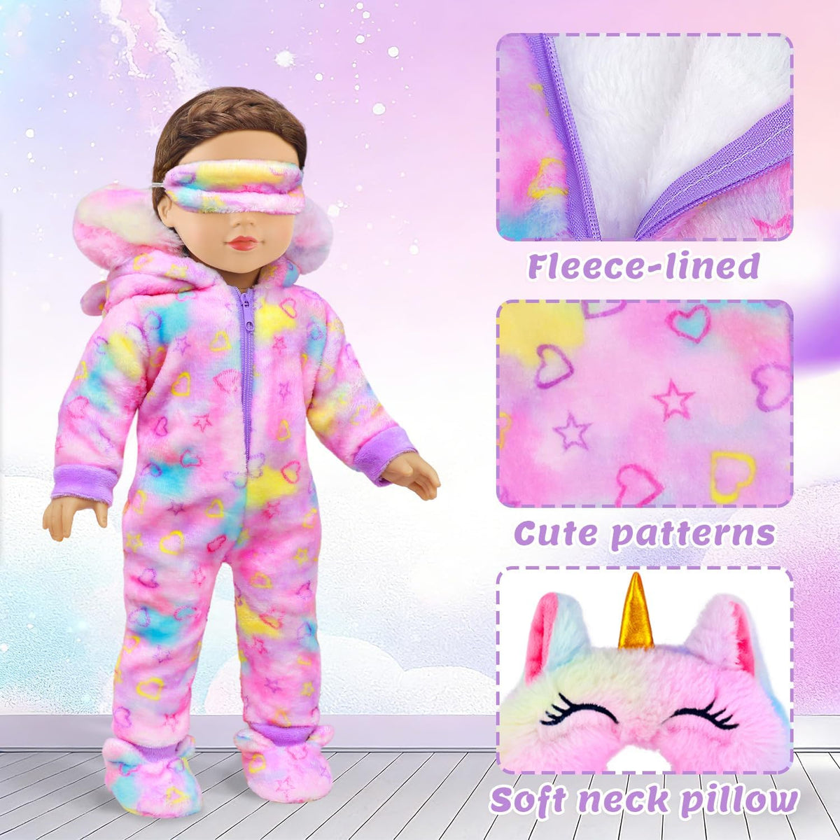 Ecore Fun 18 Inch Doll Clothes & Sleeping Bag Set, Fits American Style Doll