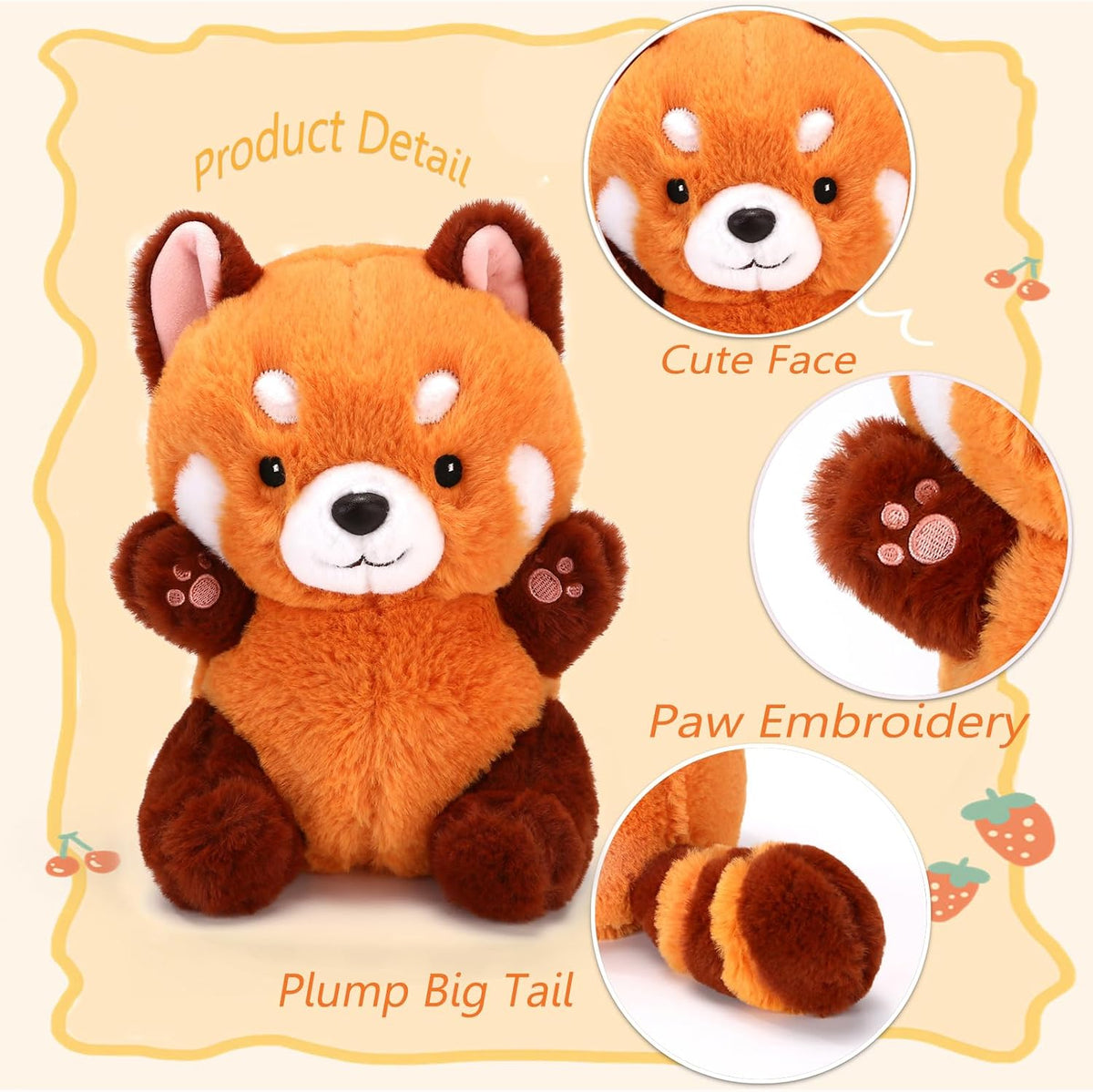 9” Red Panda Stuffed Animal Plushie Cute Plush Toy Gift for Girls Boys
