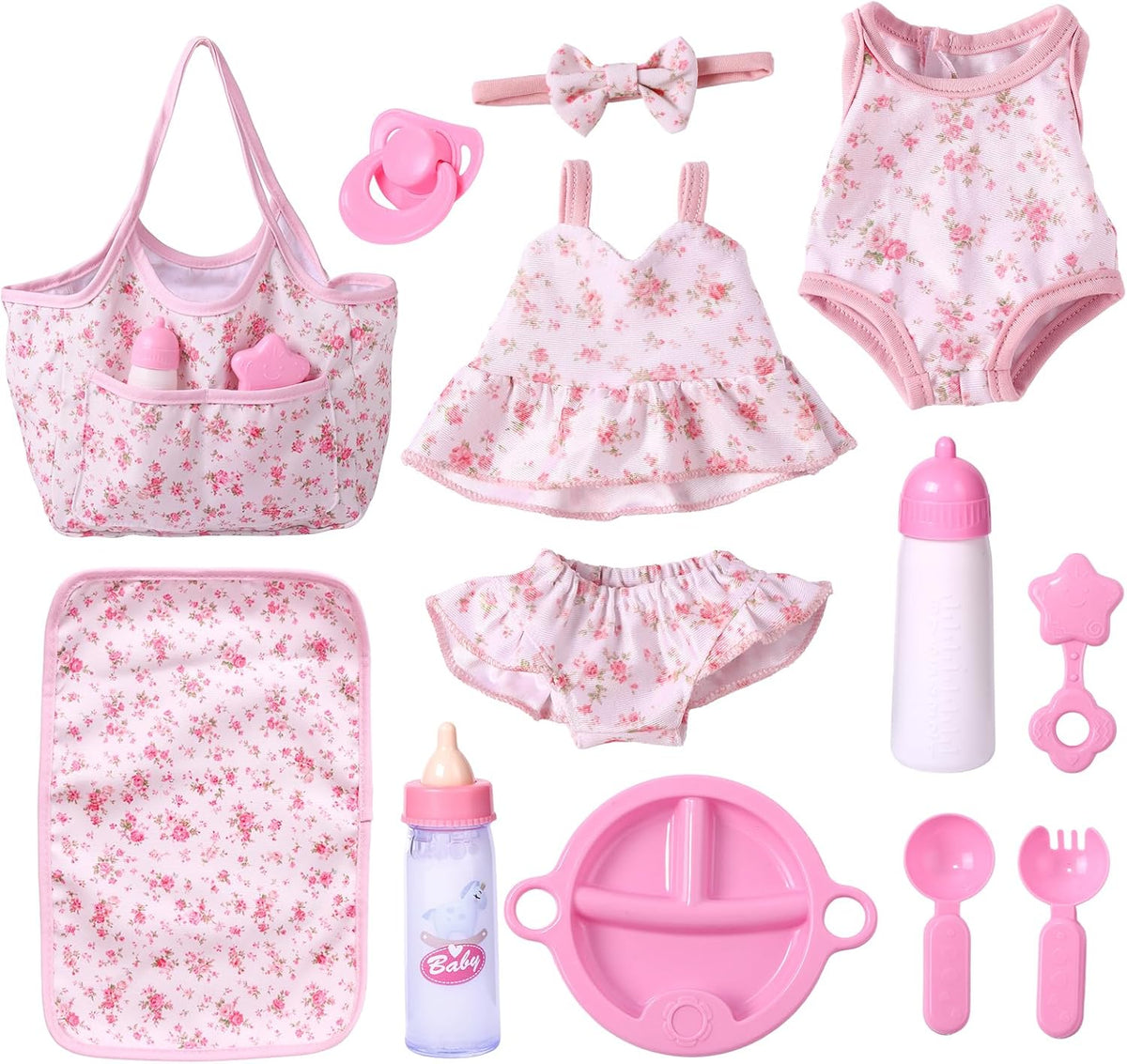 BABESIDE 13 Pcs Baby Doll Clothes and Accessories Set for 8-10 inch Dolls