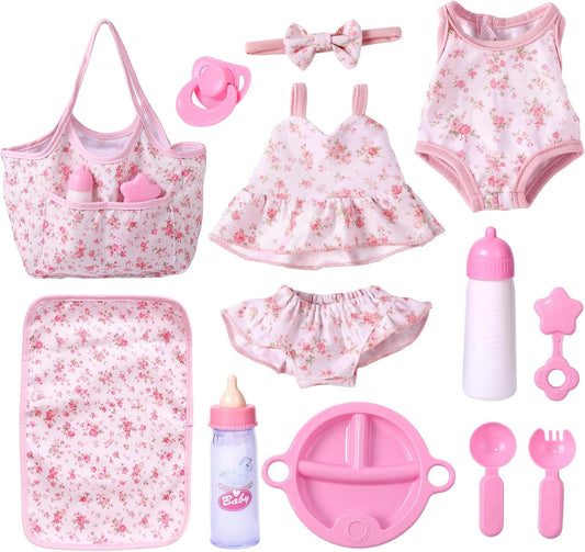 BABESIDE 13 Pcs Baby Doll Clothes and Accessories Set for 8-10 inch Dolls