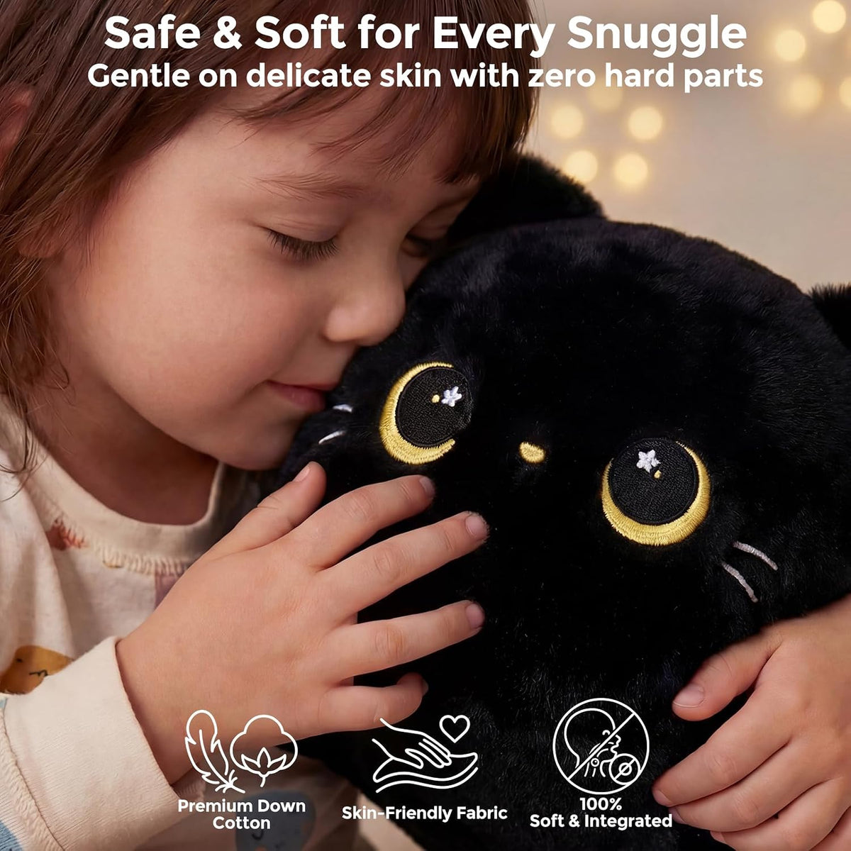 Mewaii Black Cat Plush Pillow Cute Plushies, Squishy & Huggable, 13 in