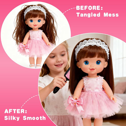 Doll Hair Brush Compatible with American Girl, Doll Wig Brush Set with Spray Bottle Detangle Brush Curly Hair Comb Set Fit for American Girl Doll Accessories, Doll Head Hair Styling Brush Set 8 PCS·