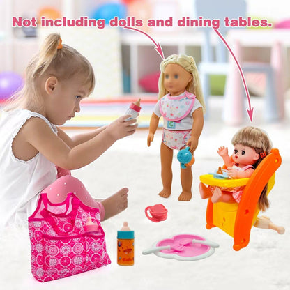 Baby Doll Accessories Magic Bottle Set - Doll Feeding Pretend Playset with Disappearing Milk & Juice Bottles,Handbag Pacifiers Bowl Diaper & Bib Doll Bottle Toys set Gift for Kids Girls Ages 3+