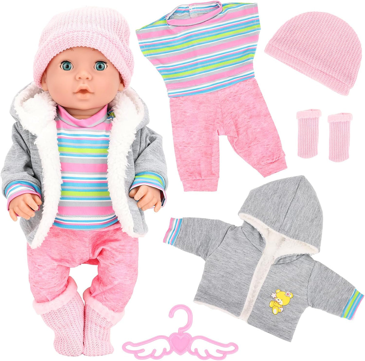 5 PCS Baby Doll Clothes & Accessories for 14-16 inch Baby Dolls