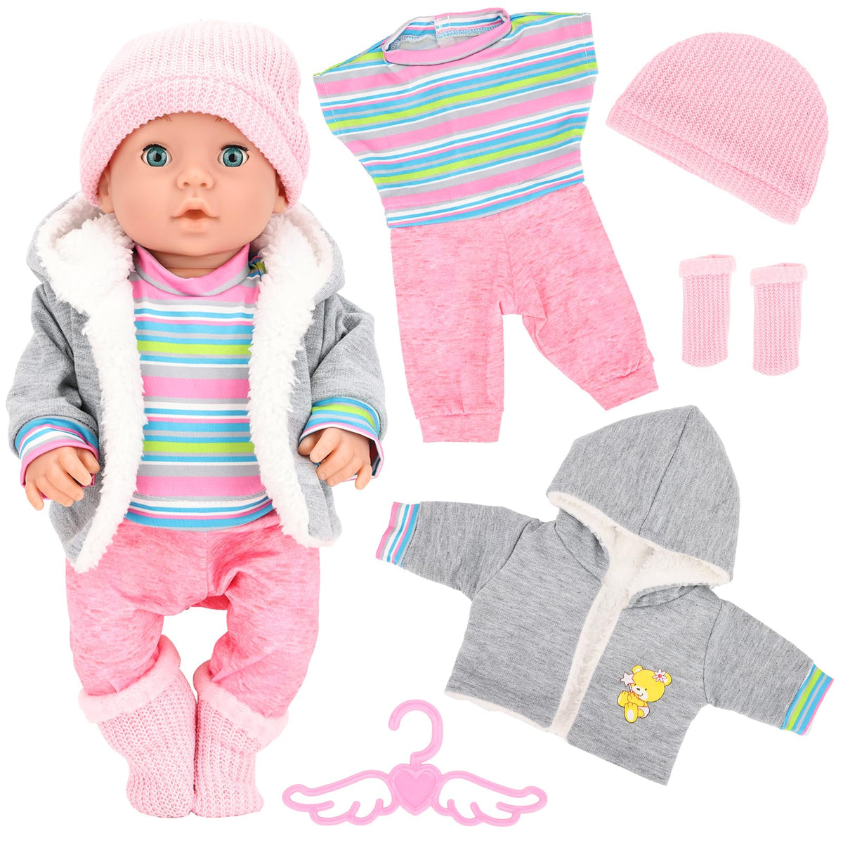 5 PCS Baby Doll Clothes & Accessories for 14-16 inch Baby Dolls