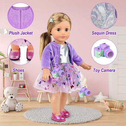 Faburo 28Pcs American 18 Inch Doll Clothes Accessories Stuff, No Doll