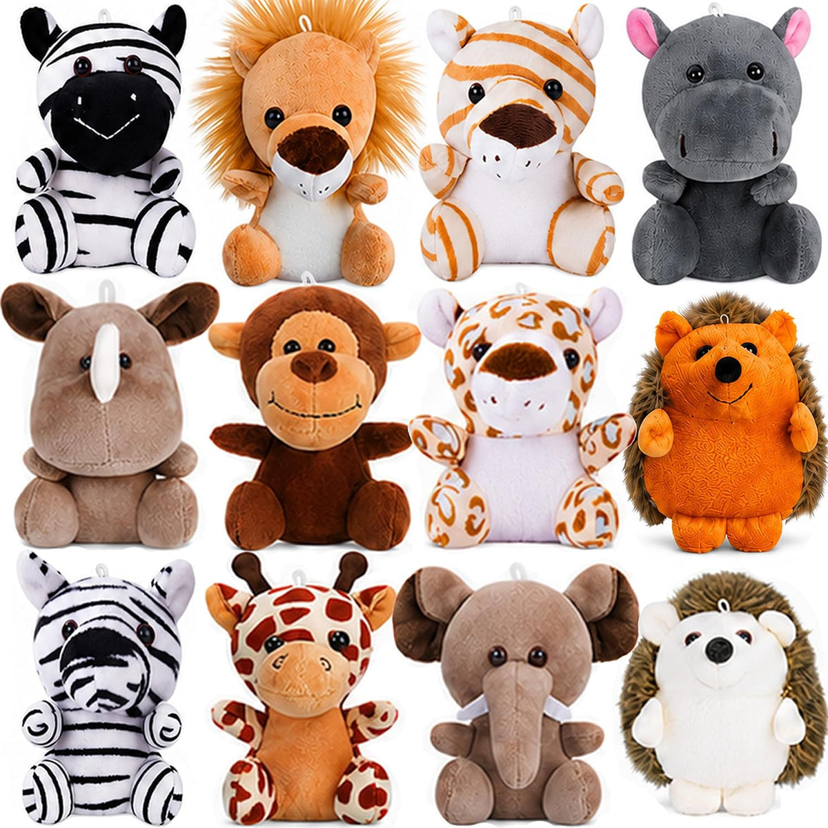 Mini Stuffed Animals Bulk, 12 Pack 5-Inch Plush Keychain Toys for Kids