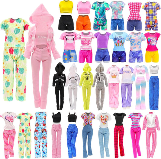 10 Sets Doll Clothes Hooded Sports Suit Tops and Pants for 11.5 inch Dolls