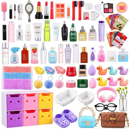 75Pcs Dollhouse Mini Jewelry Storage Case Miniature Bathroom Accessories