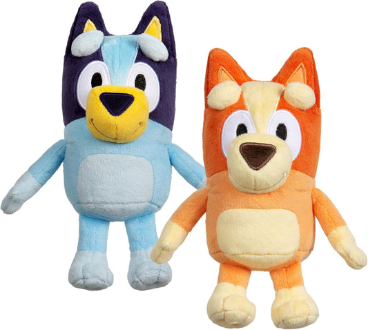 Bingo & Bluey Plush Toys 2-Pack, Soft Deluxe Fabric, Embroidered